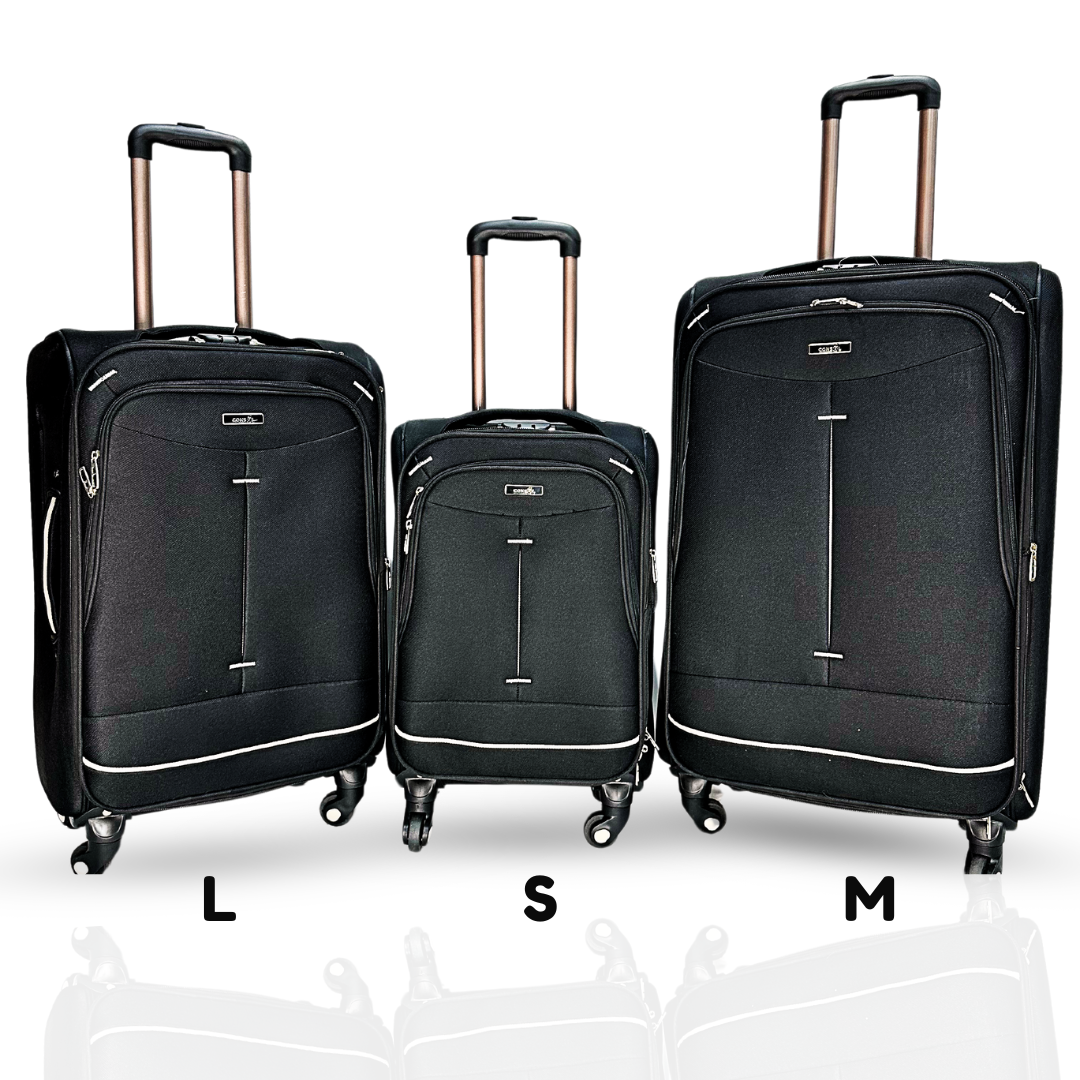 Fabric 3 Piece Luggage Trolley Set