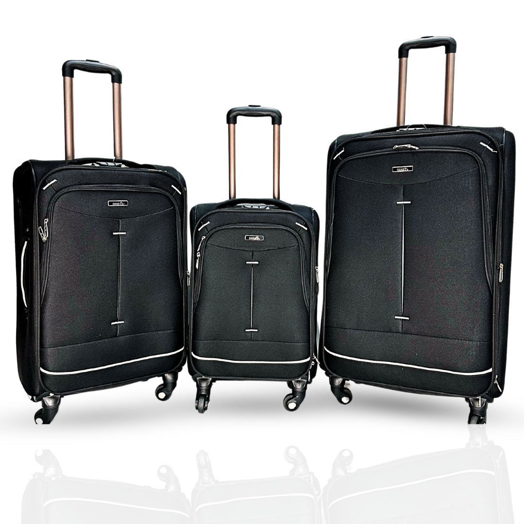 Fabric 3 Piece Luggage Trolley Set