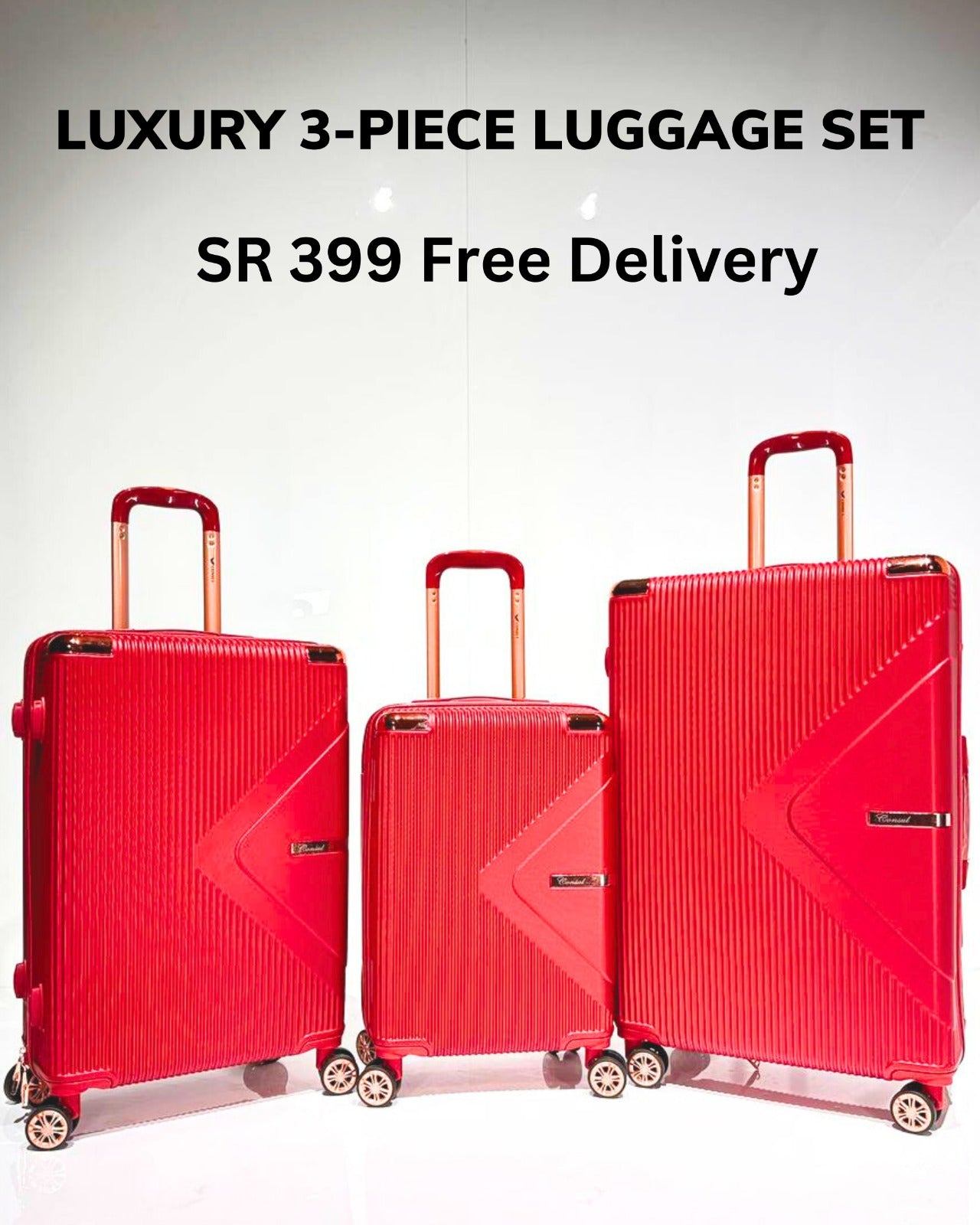 Fiber Premium 3 Piece Luggage Trolley Set